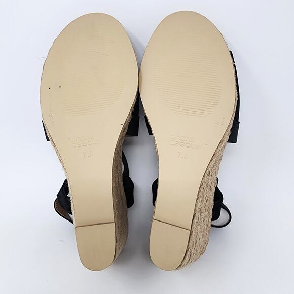 Andre Assous Wedge Sandal Women 7.5M Nalik Black Suede Braid Open Toe Espadrille - Picture 8 of 10